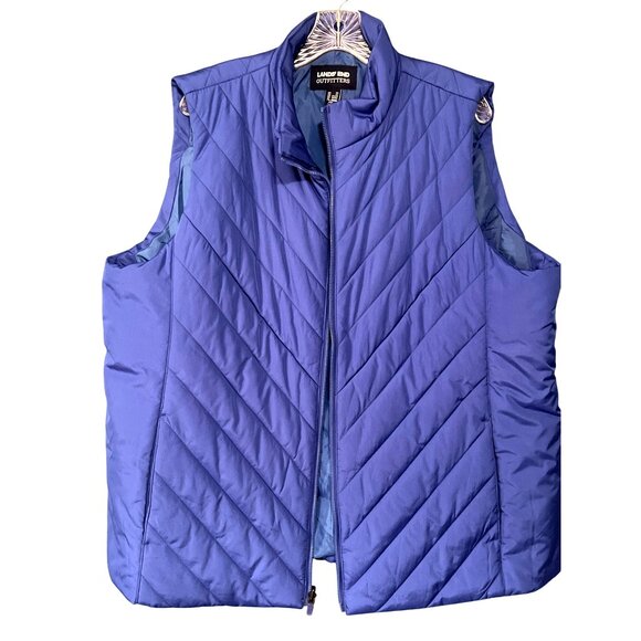 Lands End Womens Quilted Vest 2X Blue Polyester - Picture 7 of 9